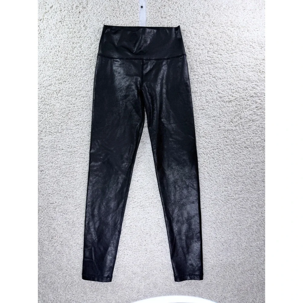 OFFLINE by Aerie Leggings Womens Medium Black Excellent‎ Cracked Foil High Waist